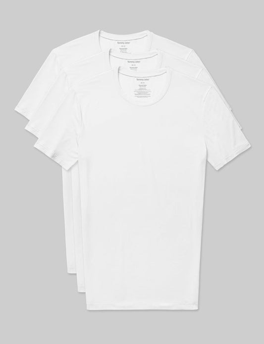 Second Skin Crew Neck Stay-Tucked Undershirt (3-Pack)::White