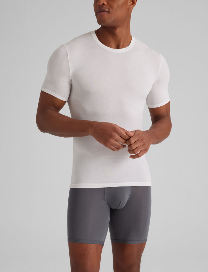 Second Skin Crew Neck Stay-Tucked Undershirt (3-Pack)::White