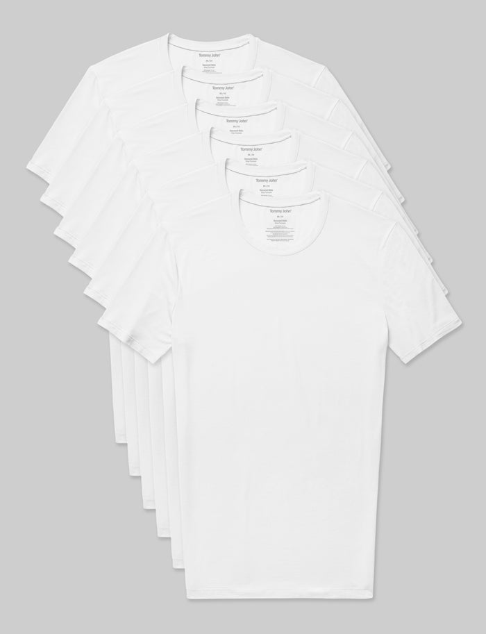 Second Skin Crew Neck Stay-Tucked Undershirt (6-Pack)::White