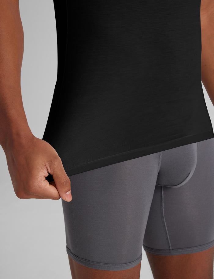 Second Skin Crew Neck Stay-Tucked Undershirt (6-Pack)::Black