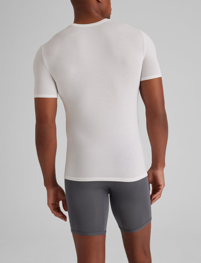 Second Skin Crew Neck Stay-Tucked Undershirt::White