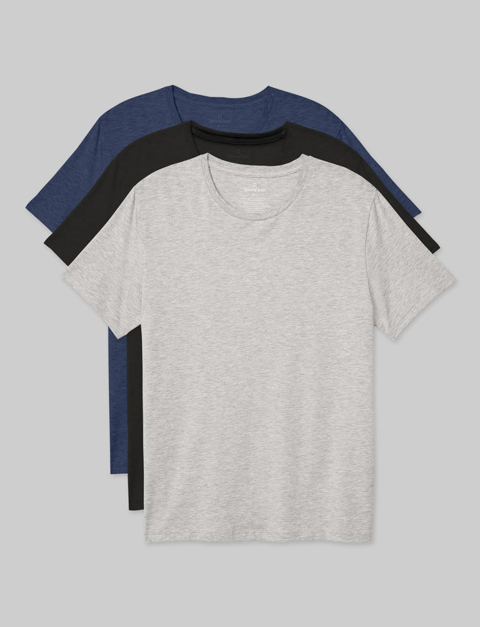 Second Skin Crew Neck Tee (3-Pack)::Dress Blues/Black/Heather Grey