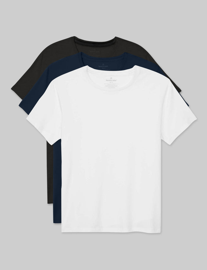 Second Skin Crew Neck Tee (3-Pack)::Black/White/Dress Blues