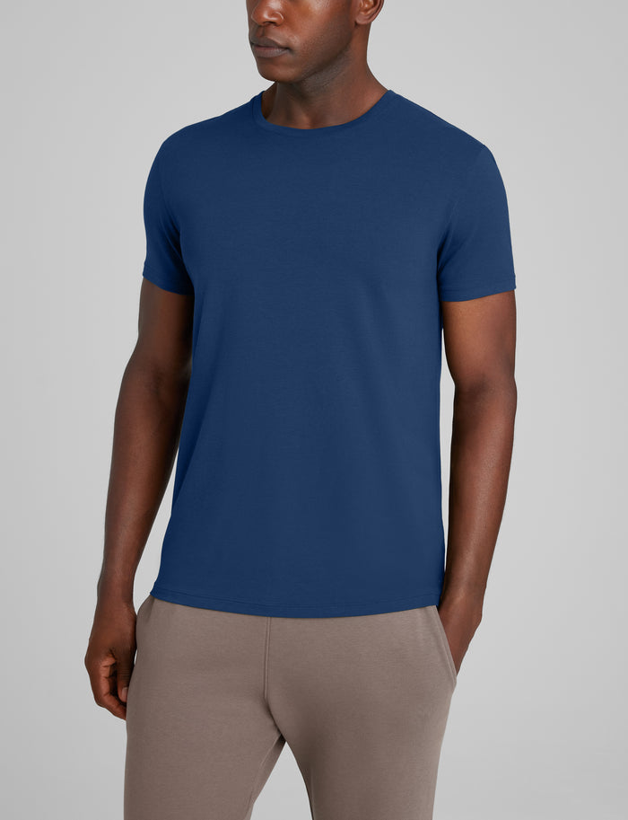 Second Skin Crew Neck Tee::Navy Peony