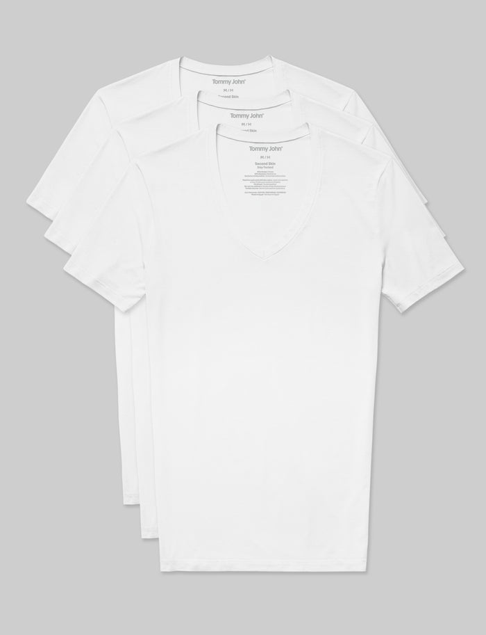 Second Skin Deep V-Neck Stay-Tucked Undershirt (3-Pack)::White