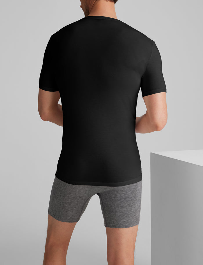 Second Skin Deep V-Neck Stay-Tucked Undershirt (3-Pack)::Black