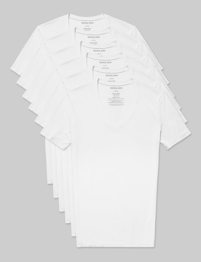 Second Skin Deep V-Neck Stay-Tucked Undershirt (6-Pack)::White
