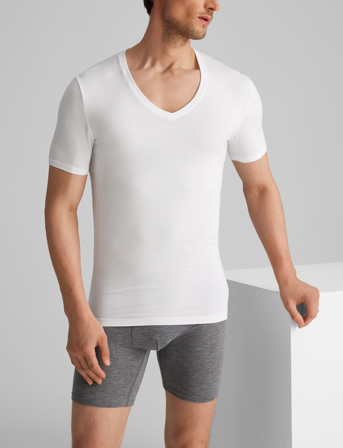 Second Skin Deep V-Neck Stay-Tucked Undershirt (6-Pack)::White