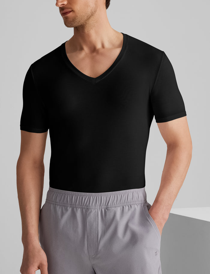 Second Skin Deep V-Neck Stay-Tucked Undershirt::Black