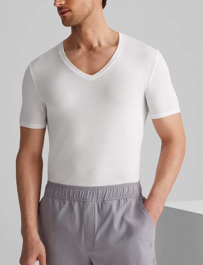 Second Skin Deep V-Neck Stay-Tucked Undershirt::White