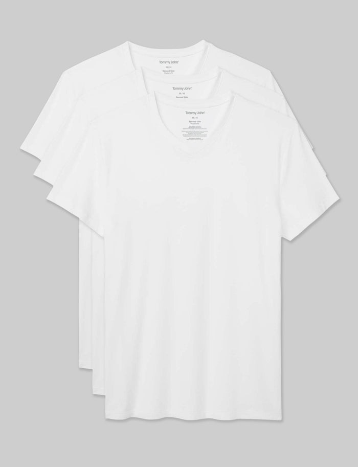 Second Skin High V-Neck Modern Fit Undershirt (3-Pack)::White