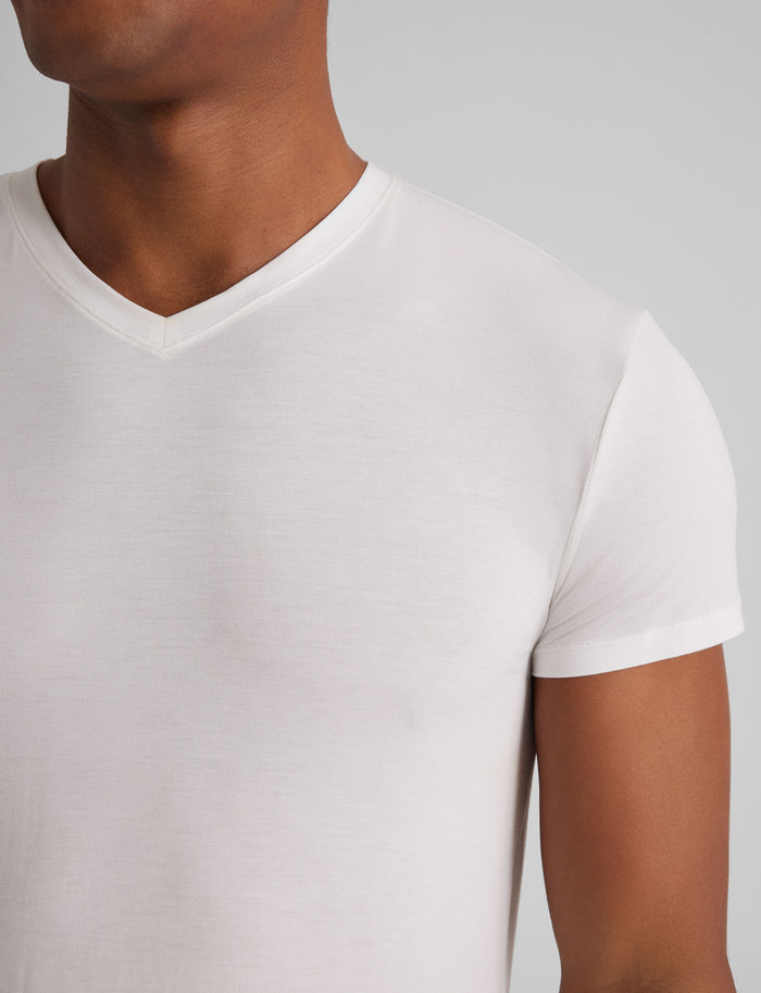 Second Skin High V-Neck Modern Fit Undershirt (3-Pack)::White