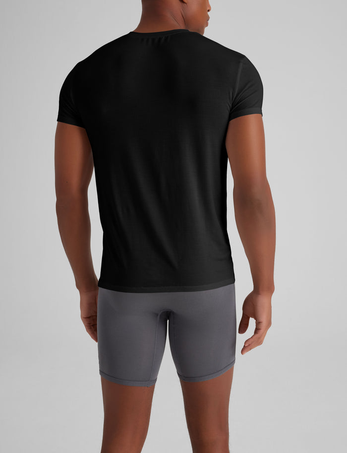 Second Skin High V-Neck Modern Fit Undershirt::Black