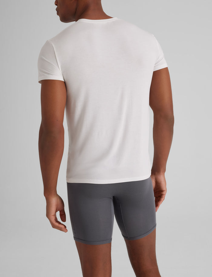 Second Skin High V-Neck Modern Fit Undershirt::White