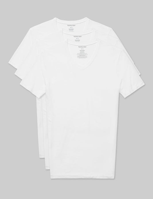 Second Skin High V-Neck Stay-Tucked Undershirt (3-Pack)::White
