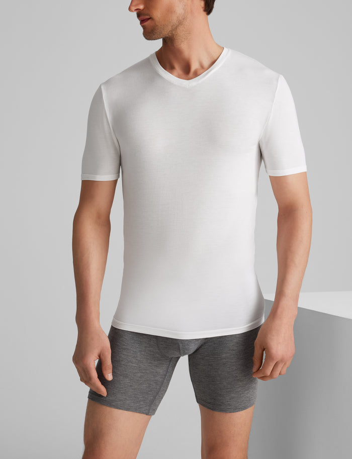 Second Skin High V-Neck Stay-Tucked Undershirt (6-Pack)::White