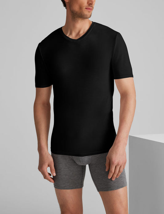 Second Skin High V-Neck Stay-Tucked Undershirt::Black