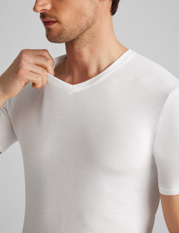 Second Skin High V-Neck Stay-Tucked Undershirt::White