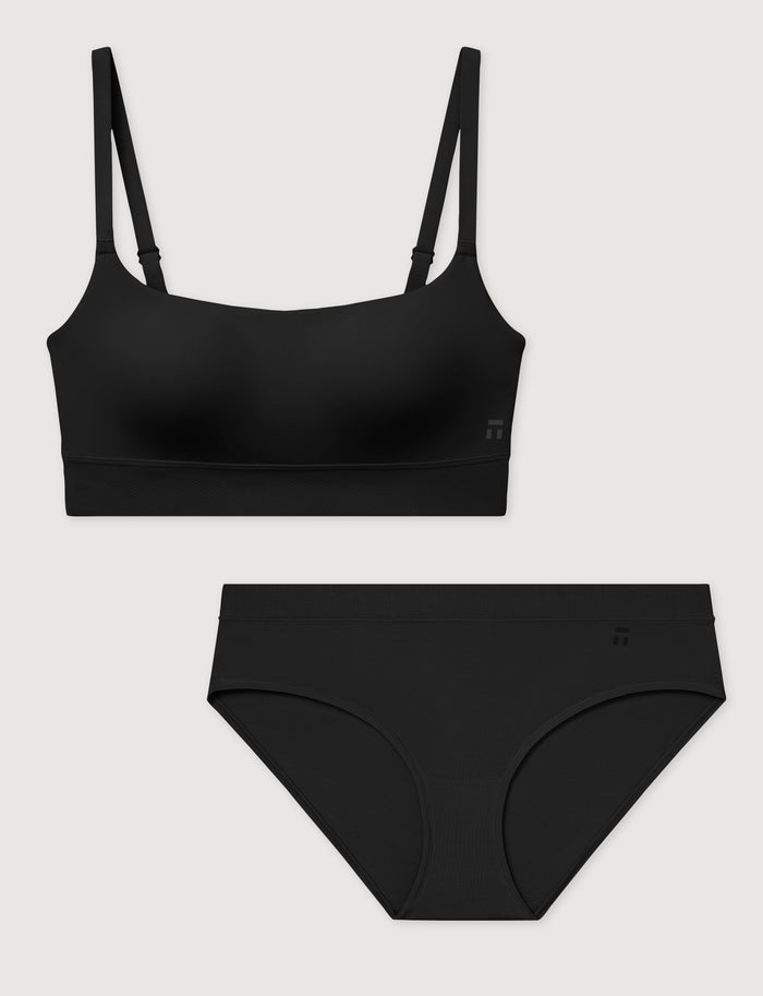 Second Skin Scoop Bralette & Brief Set::Black