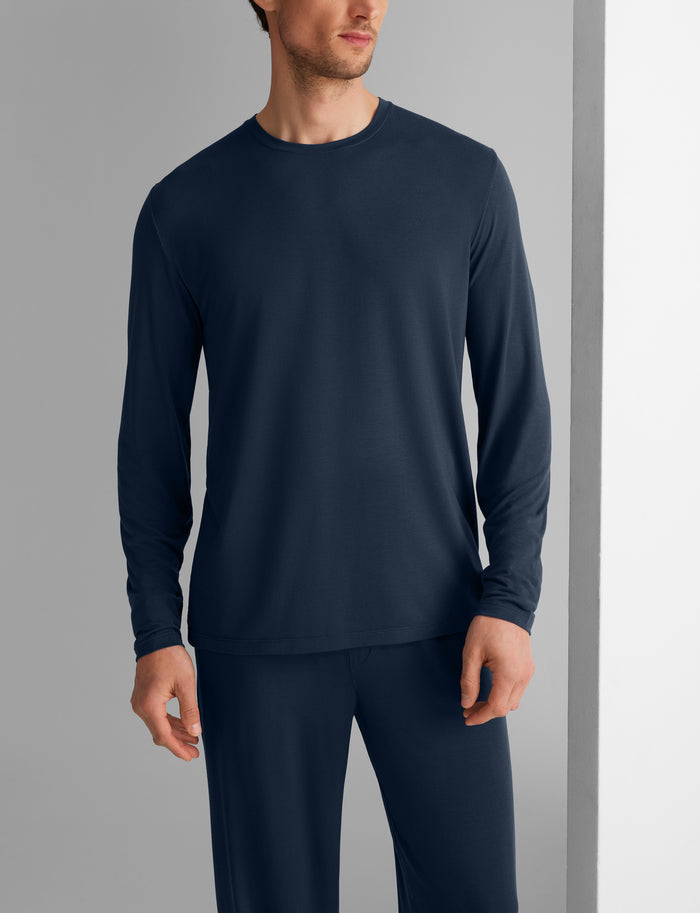 Second Skin Long Sleeve Sleep Tee::Dress Blues