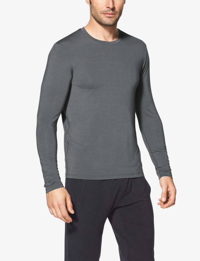Second Skin Long Sleeve Sleep Tee::Turbulence Grey