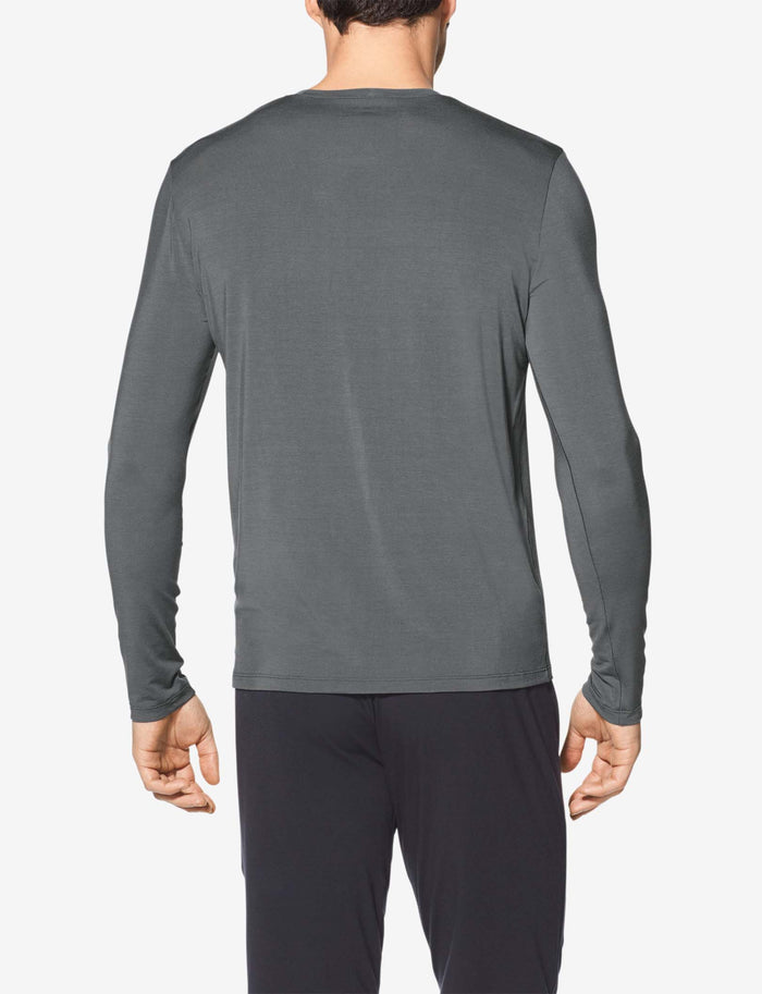 Second Skin Long Sleeve Sleep Tee::Turbulence Grey