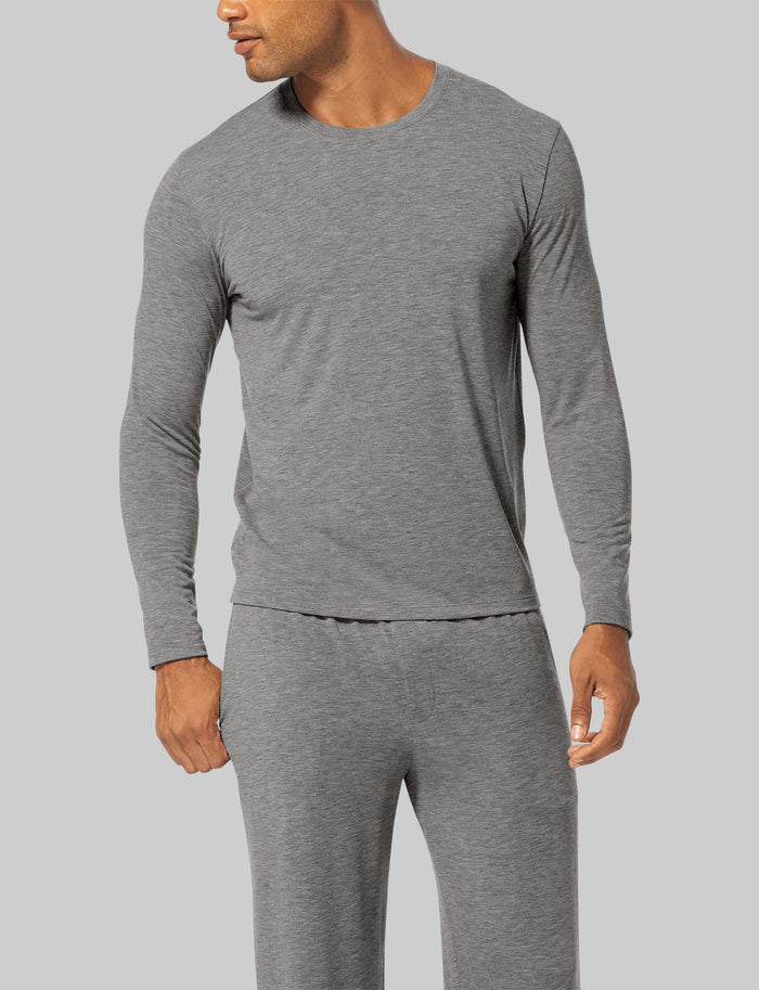 Second Skin Long Sleeve Sleep Tee::Medium Heather Grey