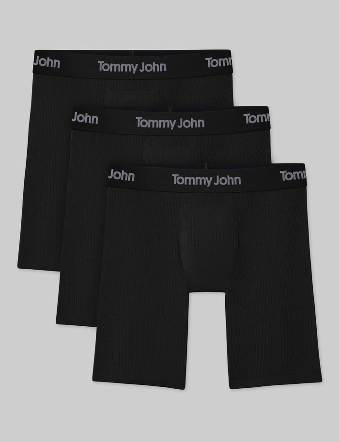 Second Skin Luxe Rib Boxer Brief 8" (3-Pack)::Black Luxe