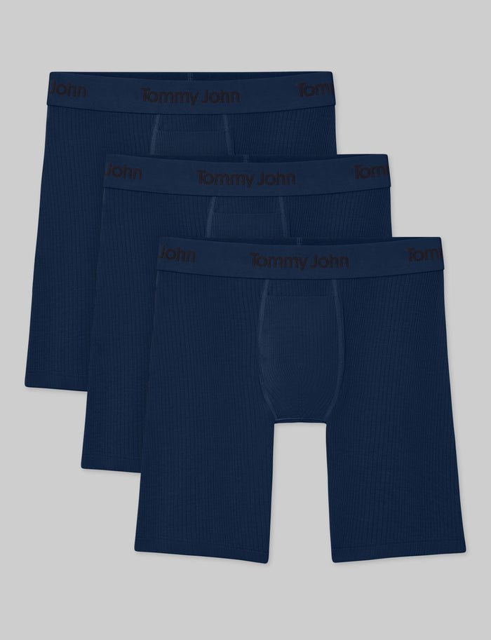 Second Skin Luxe Rib Boxer Brief 8" (3-Pack)::Dress Blues Luxe