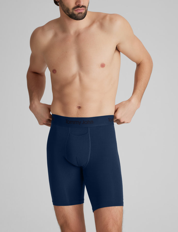 Second Skin Luxe Rib Boxer Brief 8" (3-Pack)::Dress Blues Luxe