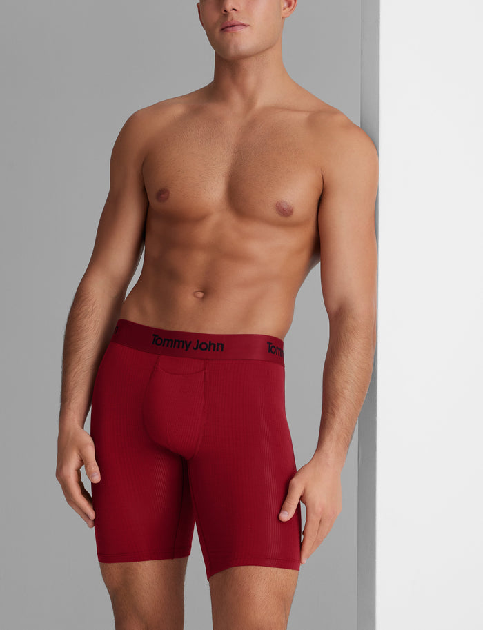 Second Skin Luxe Rib Boxer Brief 8"::Rhubarb Luxe