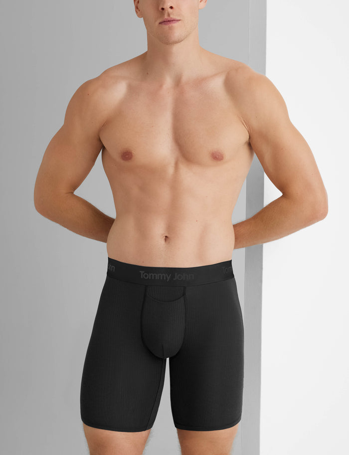 Second Skin Luxe Rib Boxer Brief 8"::Black Luxe