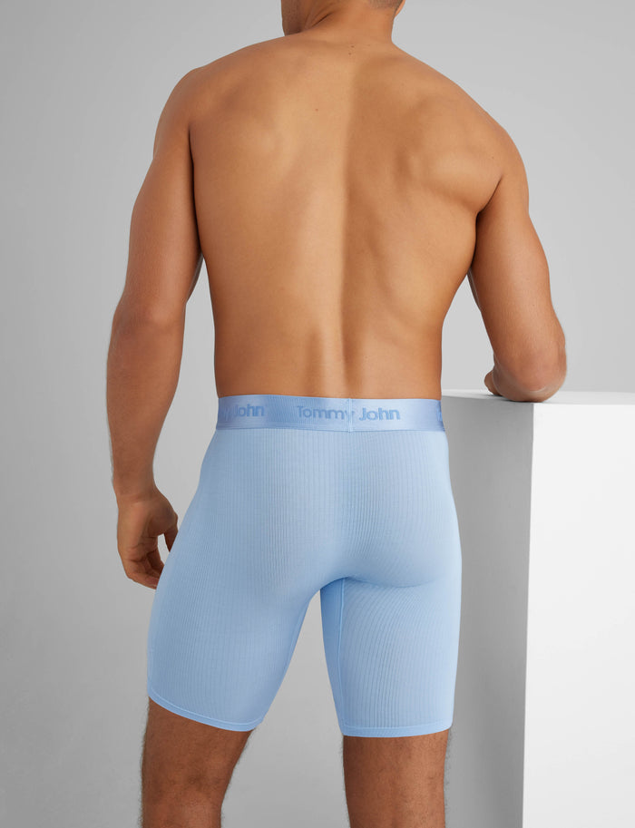 Second Skin Luxe Rib Boxer Brief 8"::Della Robbia Blue Luxe