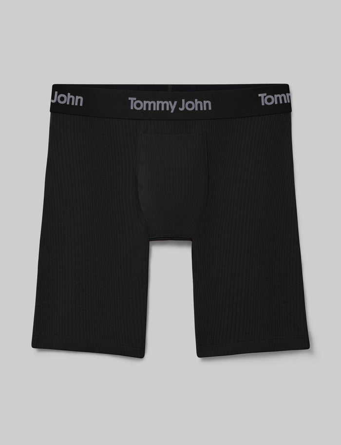 Second Skin Luxe Rib Boxer Brief 8"::Black Luxe::Swatch