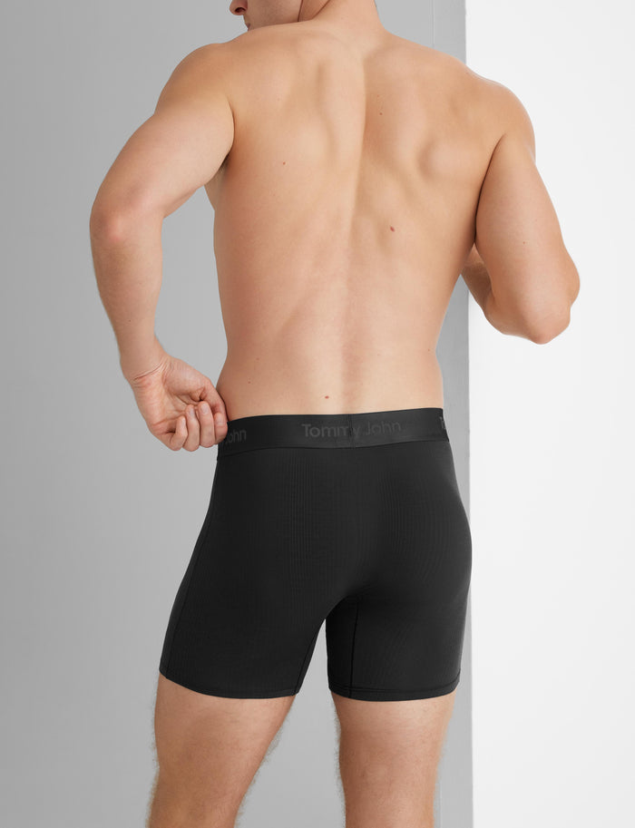 Second Skin Luxe Rib Mid-Length Boxer Brief 6" (3-Pack)::Black/Dress Blues Luxe