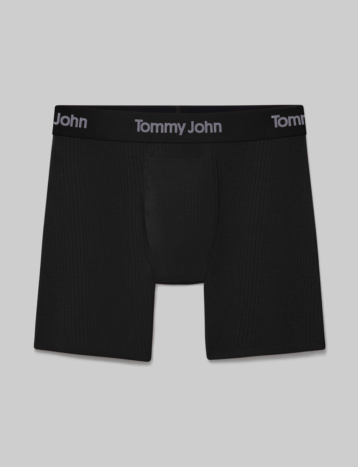 Second Skin Luxe Rib Mid-Length Boxer Brief 6"::Black Luxe::Swatch
