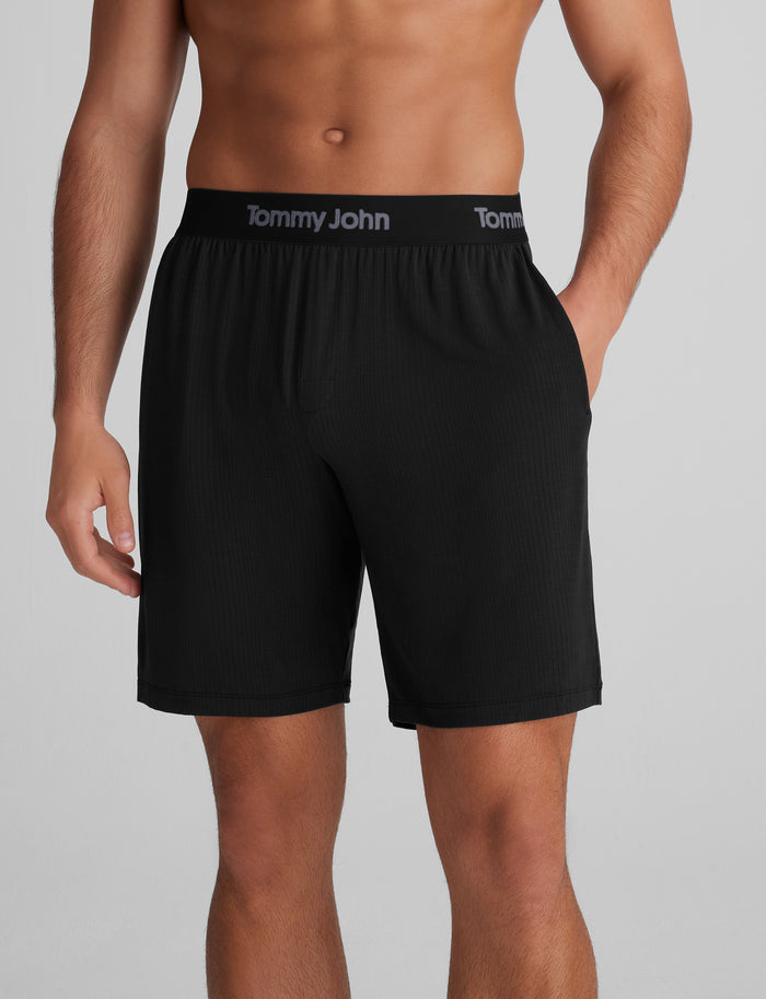Second Skin Luxe Rib Sleep Tee & Short Set::Black Luxe