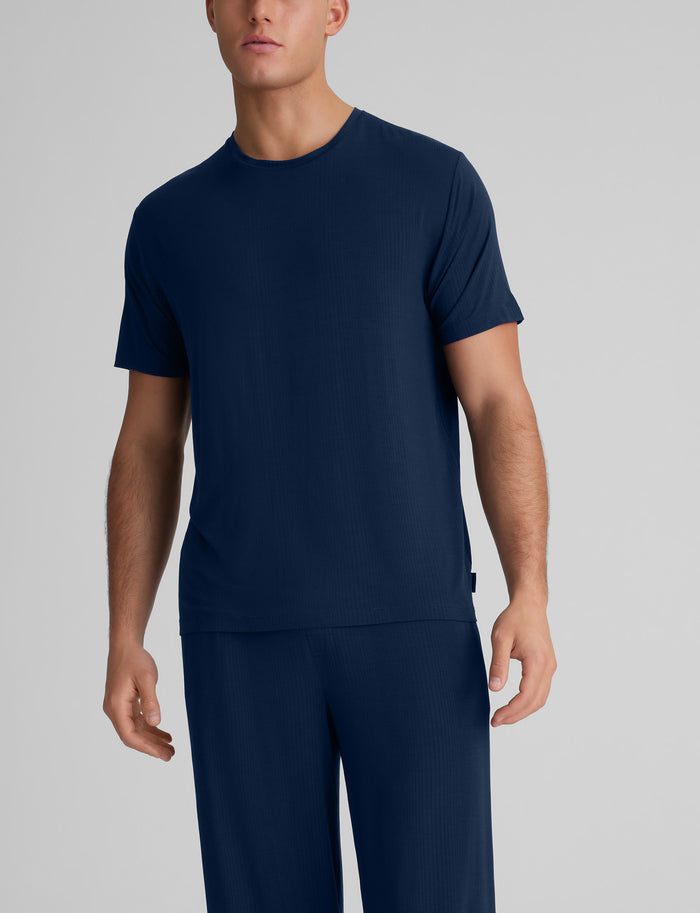 Second Skin Luxe Rib Sleep Tee::Dress Blues Luxe