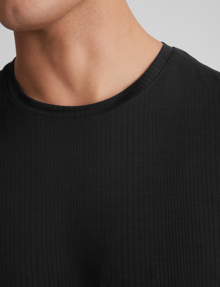 Second Skin Luxe Rib Sleep Tee::Black Luxe