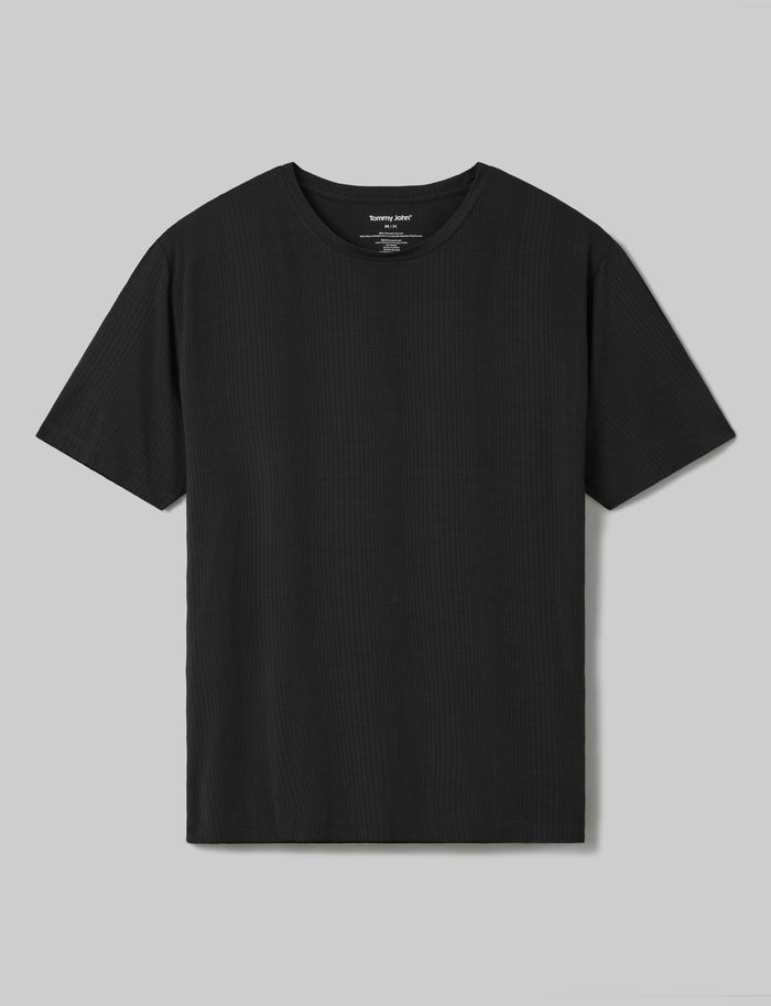 Second Skin Luxe Rib Sleep Tee::Black Luxe::Swatch