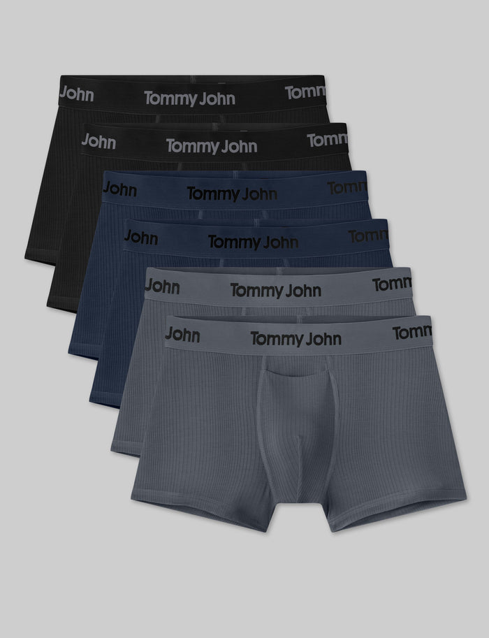 Second Skin Luxe Rib Square Cut 2" (6-Pack)::Black/Dress Blues/Turbulence Luxe