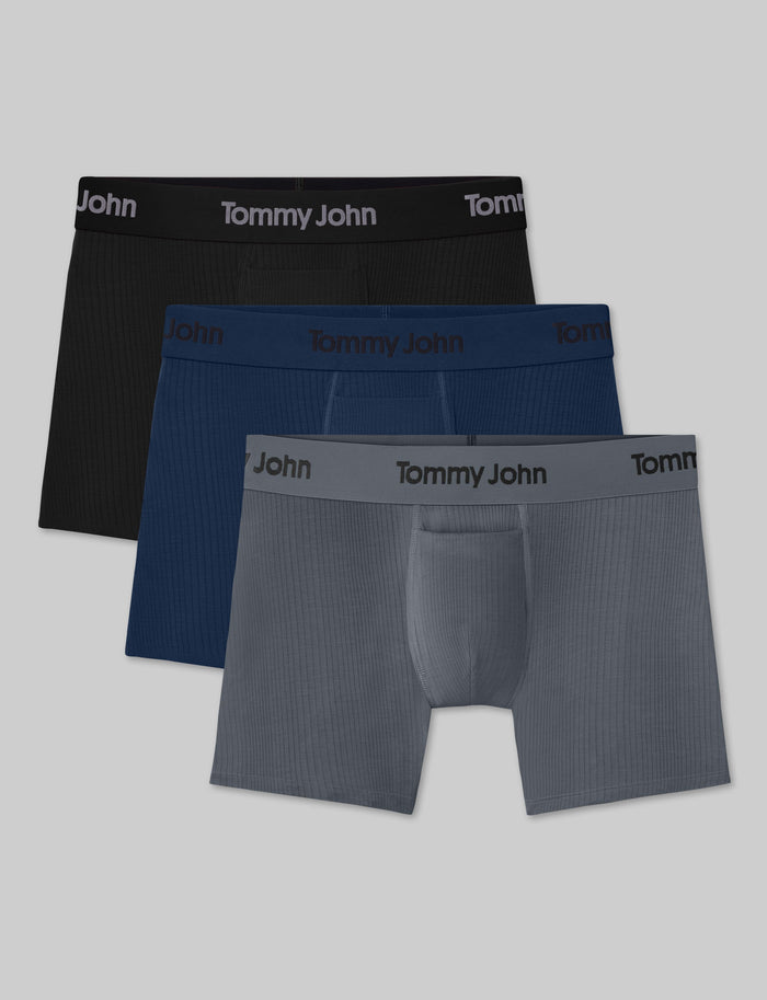 Second Skin Luxe Rib Trunk 4" (3-Pack)::Black/Dress Blues/Turbulence Luxe