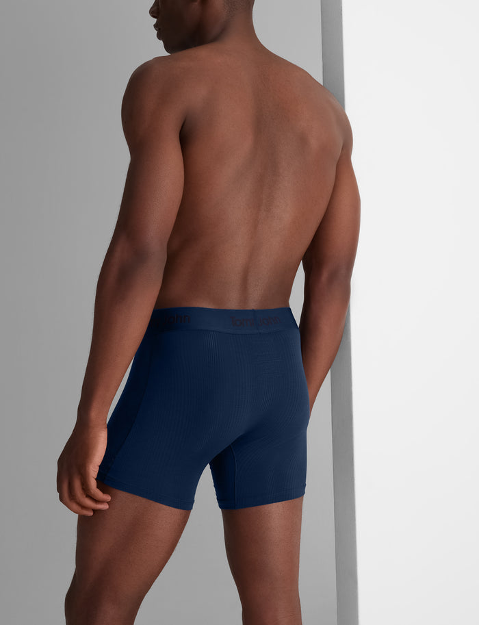 Second Skin Luxe Rib Trunk 4" (6-Pack)::Black/Dress Blues Luxe