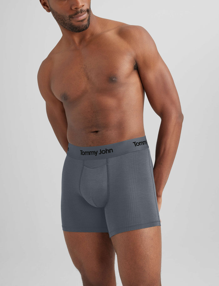Second Skin Luxe Rib Trunk 4" (6-Pack)::Black/Dress Blues/Turbulence Luxe