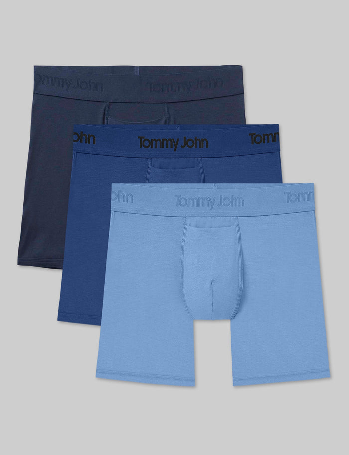 Second Skin Mid-Length Boxer Brief 6" (3-Pack)::Blue/Quartz/Della Robbia