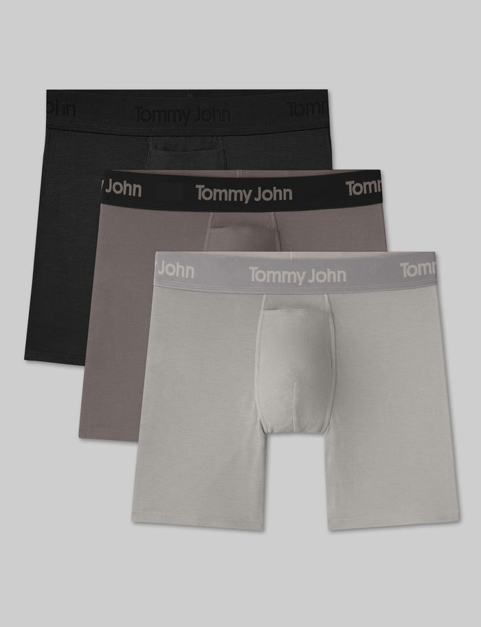 Second Skin Mid-Length Boxer Brief 6" (3-Pack)::Black/Falcon/Dove