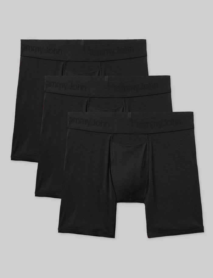 Second Skin Mid-Length Boxer Brief 6" (3-Pack)::Black