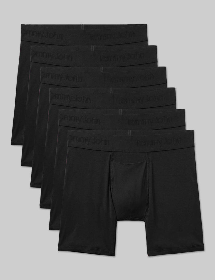 Second Skin Mid-Length Boxer Brief 6" (6-Pack)::Black