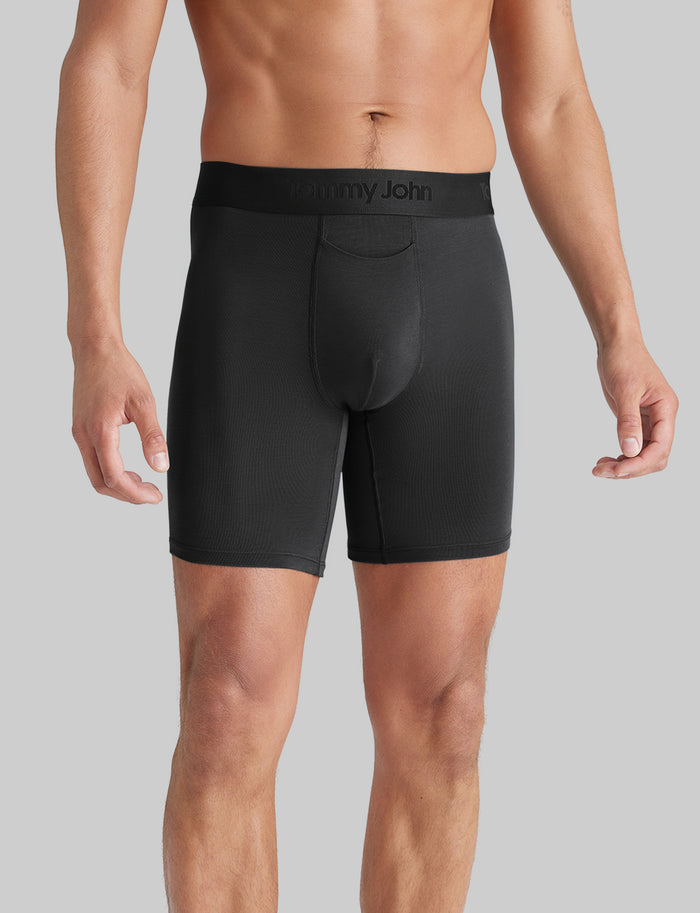 Second Skin Mid-Length Boxer Brief 6" (6-Pack)::Black