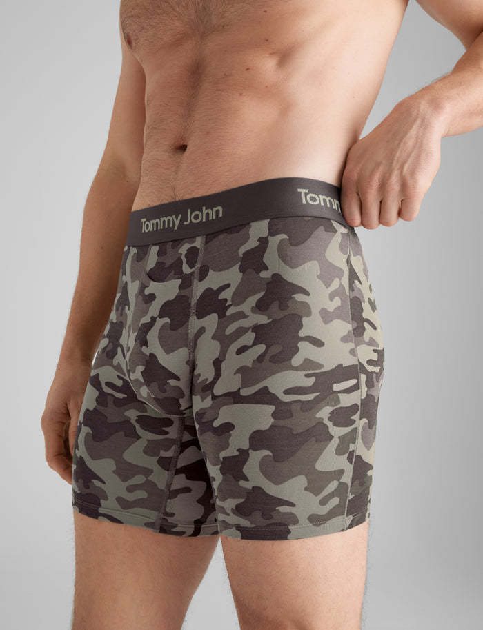 Second Skin Mid-Length Boxer Brief 6"::Camo Falcon